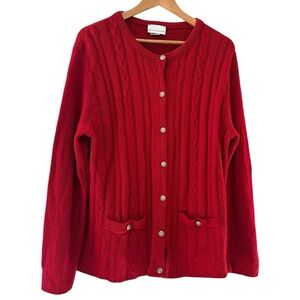 Gloria Vanderbilt Vintage Button Cable Knit Cardigan in Red